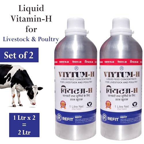 Image of REFIT Vitamin H for Cow, Cattle, Buffalo, Sheep, Goat, Poultry, Dairy Farm and Livestock Animals, 1000 ml X 2, Pack of 2, VIYTUM H