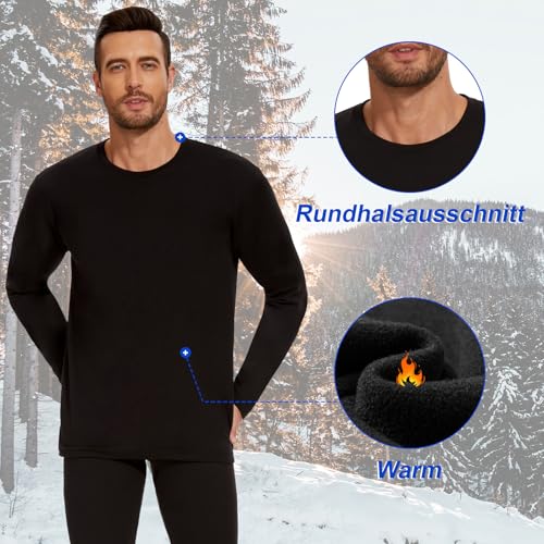 AKKQHH Thermoshirt Herren Thermo Oberteil Longsleeve Langarmshirt Thermounterwäsche Skiunterwäsche Warm Unterwäsche Männer Funktionsunterwäsche Winter(Schwarz,L)