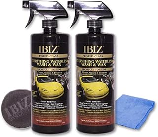 IBIZ® Waterless 64oz Car Wash and Wax – PREMIUM USA Made w/ Carnauba Wax – Non-Abrasive Formula w/ UV & Acid Rain Protection – Clean & Shine Your Car, SUV, Truck, RV or Boat – Best Value