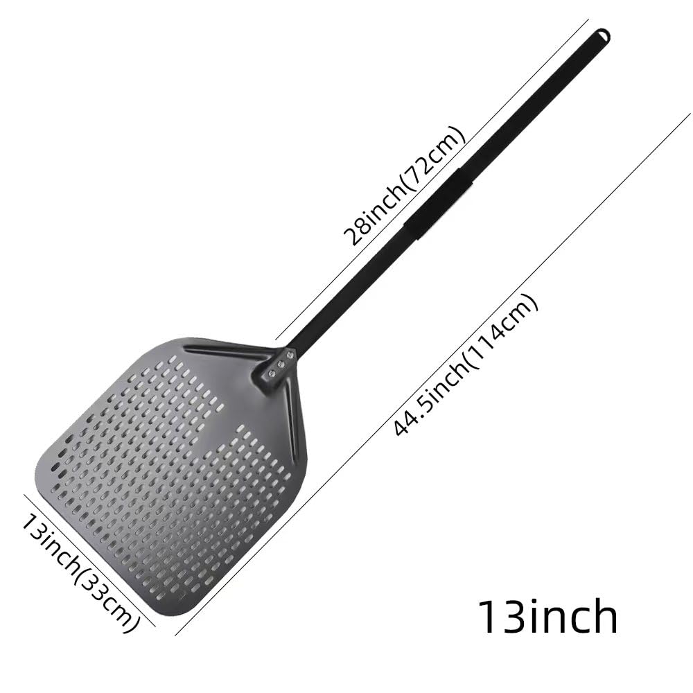 Perforierter Pizzaschieber 33 cm – Antihaft-Pizzaschieber für Ofen, großer Griff Pizza-Drehwerkzeug, ideales Küchen-Backzubehör, perfekt für Hobbyköche
