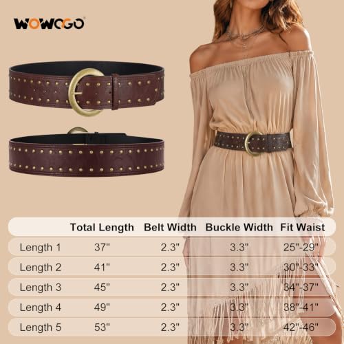 WOWOGO Wide Chunky Leather Belt Women