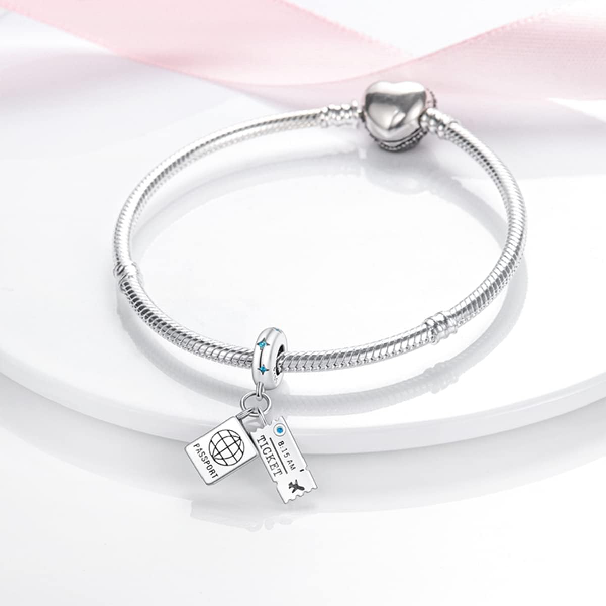 MULA 925 Sterling Silver Charms for Bracelets and Necklaces Family Letters Dangle Pendants Airplane Travel Beads Family Tree Jewelry Charms for Women - Image 2