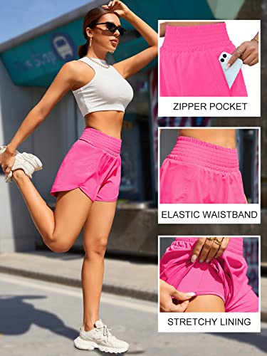 Image of BMJL Women's Athletic Shorts High Waisted Running Shorts Pocket Sporty Shorts Gym Elastic Workout Shorts