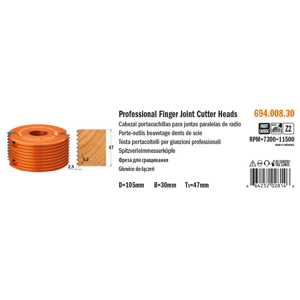 CMT Orange Tools 694.008.30 Hartmetall-Spitzverleimmesserkopf HW Z2 D=105x49.6x30