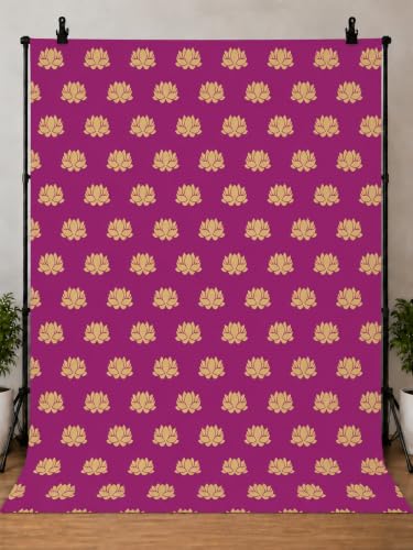 Image of Backdropon Lotus with Pink Background Photography Backdrops Nature Backdrop Curtain Cloth Birthday Background Seamless Photo Booth Prop Backdrop Size 8Feet Height & 5Feet Width(8 * 5)