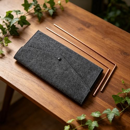 Baguettes de divination en cuivre pur minkissy avec sac cadeau