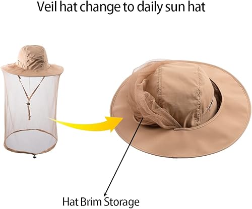 Miniatura 3 de Sombrero de velo de apicultor de abeja, mosquitos, insectos, insectos, pesca, jardinería, gorra con red para la cabeza, capucha de malla para