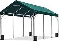 ADVANCE OUTDOOR 12x20 Heavy Duty Carport Canopy Tent - Adjustable 9.5-11ft Height, Green Portable Garage Shelter for Cars, Boats, Parties