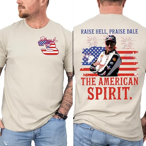Raise Hell Praise Dale Shirt Dale Earhardt Inspired Shirt American Spirit Racing Tee 4th of July Racing Fan Shirt (US Alpha X-Large Sand)