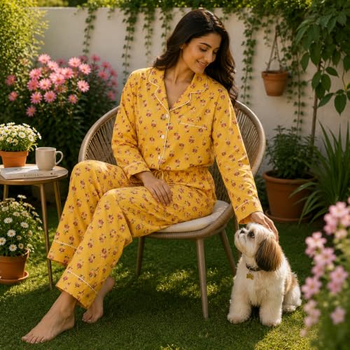 Image of Huar Cotton Pajamas Set for Women - Luxurious Cotton Womens Pajama Sets - Comfortable Christmas PJ Set, Breathable & Light Pj