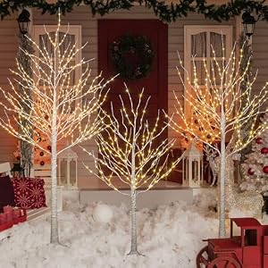 Lightshare Lighted Birch Twig Tree with Fairy Lights 4FT, 6FT and 8FT, Pack of 3 Warm White for Indoor Outdoor Home Christmas Holiday Decoration Lightshare Lighted Birch Twig Tree with Fairy Lights 4FT 6FT and 8FT Pack of 3 Warm White for Indoor Outdoor Home Christmas Holiday Decoration