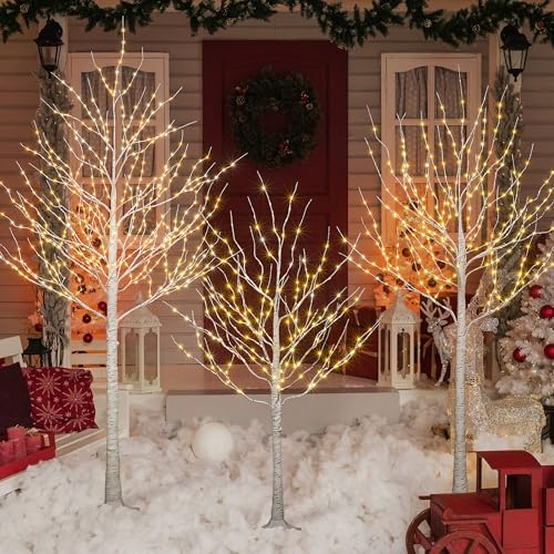 Lightshare-Lighted-Birch-Twig-Tree-with-Fairy-Lights-4FT-6FT-and-8FT-Pack-of-3-Warm-White-for-Indoor-Outdoor-Home-Christmas-Holiday-Decoration Lightshare Lighted Birch Twig Tree with Fairy Lights 4FT 6FT and 8FT Pack of 3 Warm White for Indoor Outdoor Home Christmas Holiday Decoration