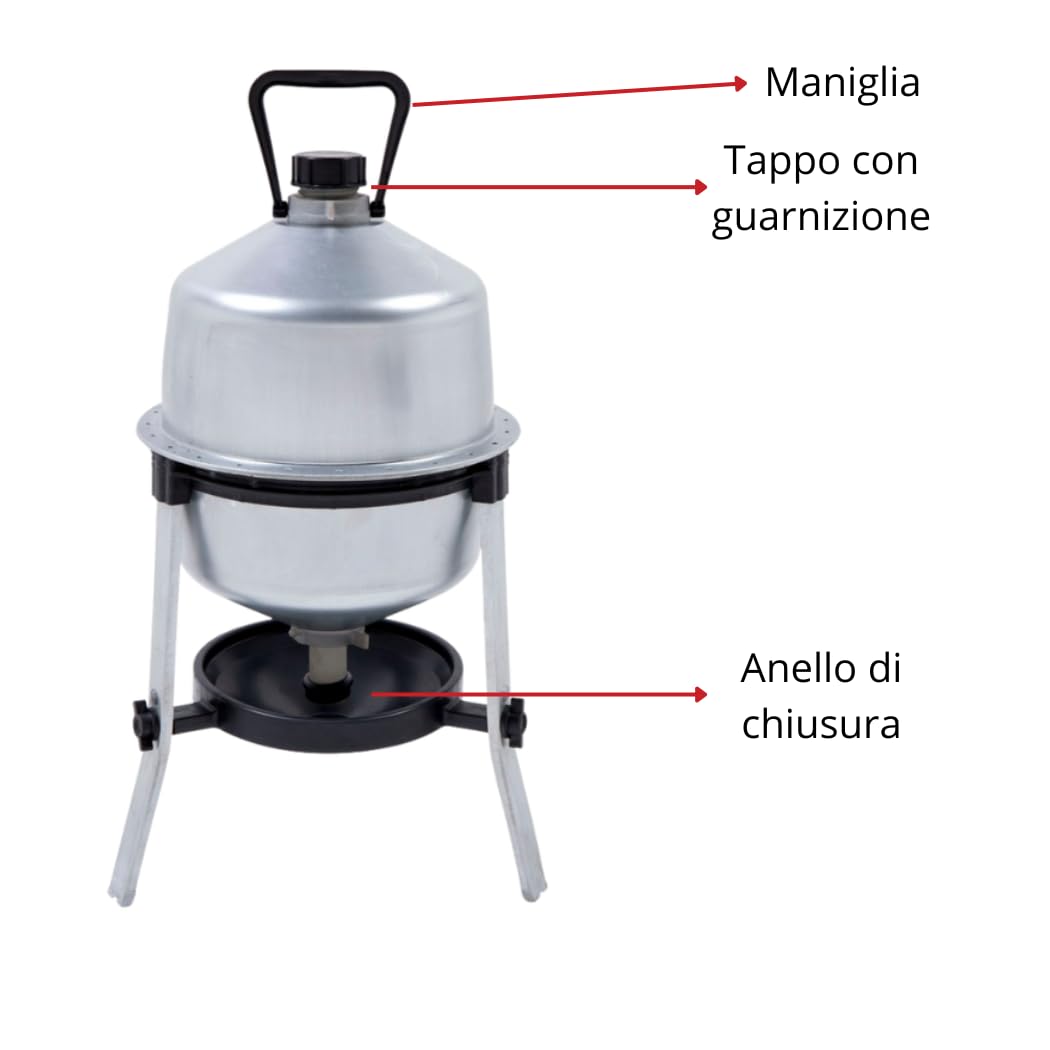 Abbeveratoio per Polli e Galline 22 Litri - in Acciaio Zincato – Made in Italy - Resistente - Livello Acqua Automatico -Facile da Pulire e Riempire