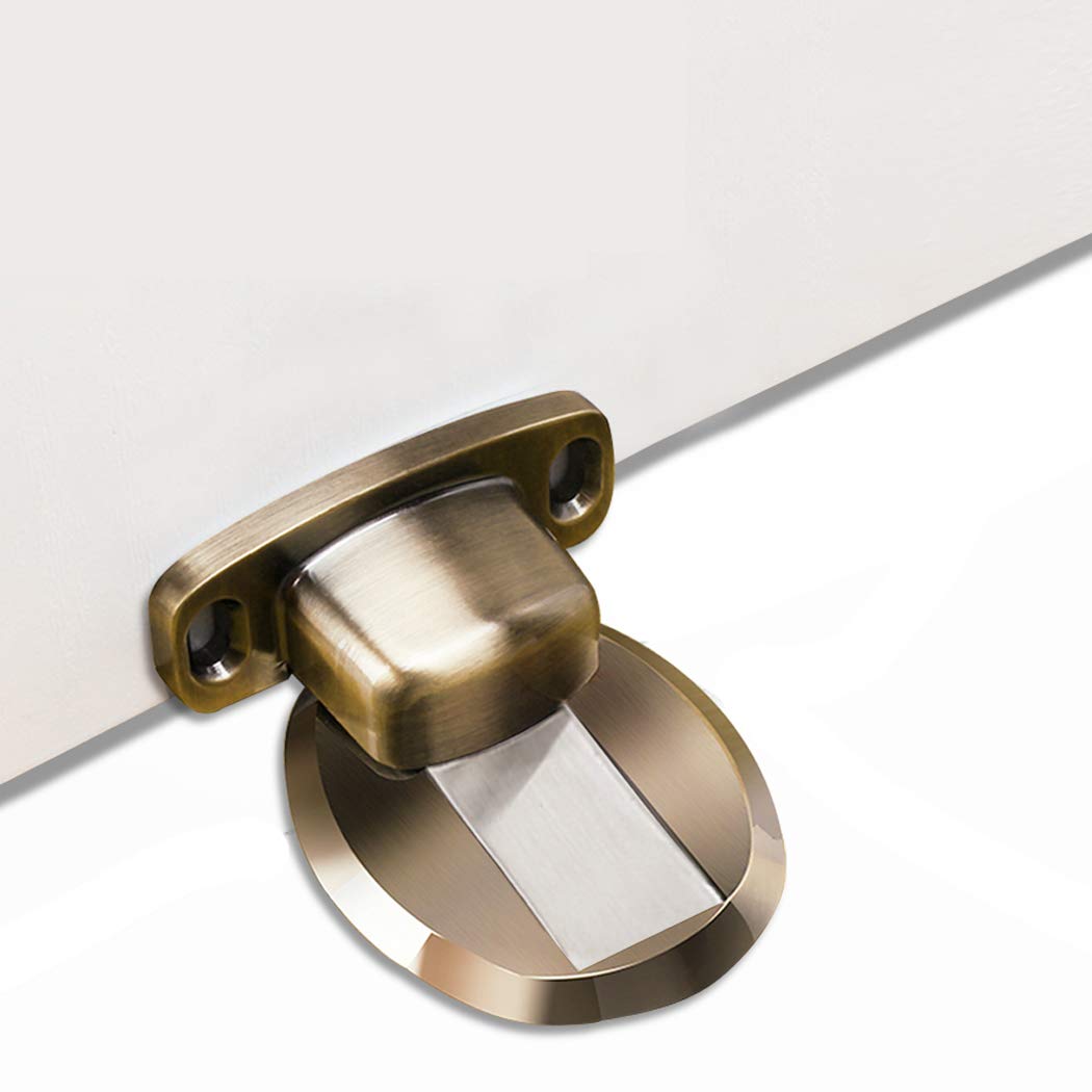 PHOEWON Strong Magnetic Door Stopper Metal Door Stop Heavy Duty Door Catch with 3M Self Adhesive Conceal Screws Floor Mounted