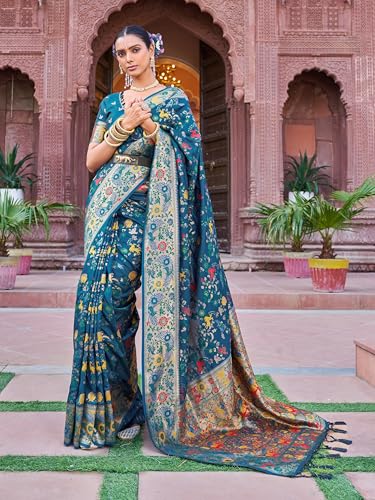 Image of SWORNOF Women's Kanjivaram Soft Silk Banarasi Sarees With Unstiched Blouse Piece