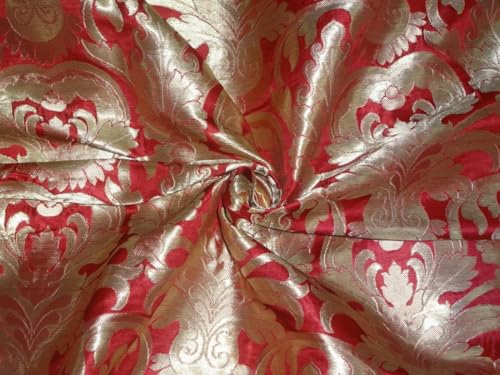 Tissu brocart lourd rouge et doré BRO356 pour haute couture