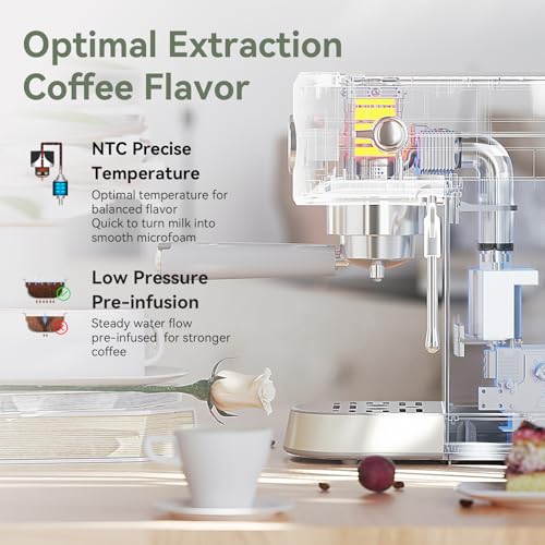 Image of Gevi Commercial Espresso and Coffee Makers, Professional Espresso Maker Latte Machine with Milk Frother, Stainless Steel Expresso Coffee Machines for Home, Compact Cappuccino Machine, Great Gift