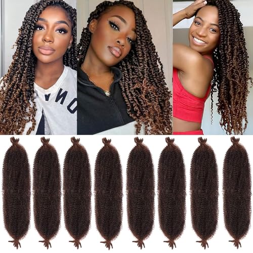 Xtrend 8 Packs Springy Afro Twist Crochet Hair 16 Inch Pre-Separated Spring Twist Hair Synthetic Marley Crochet Braiding For Distressed Soft Locs Hair Extension For Women (8 Strands/Pack,T30#)