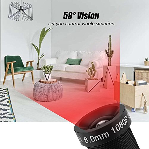Diyeeni 6mm M12 * 0.5 CCTV Objektiv, Kamera Objektiv Lens, Mini Objektiv Adapter für Überwachungskamera mit 2 Mio. Pixel, 58 ° Weitwinke, IR Nachtsicht