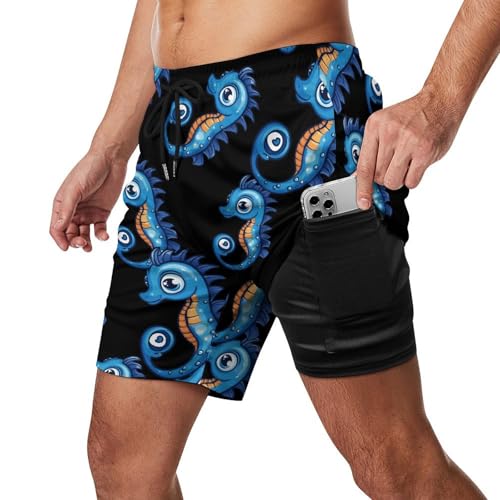 Seahorse Mens Swim Trunks Quick Dry Beach Board Shorts with Pockets2
