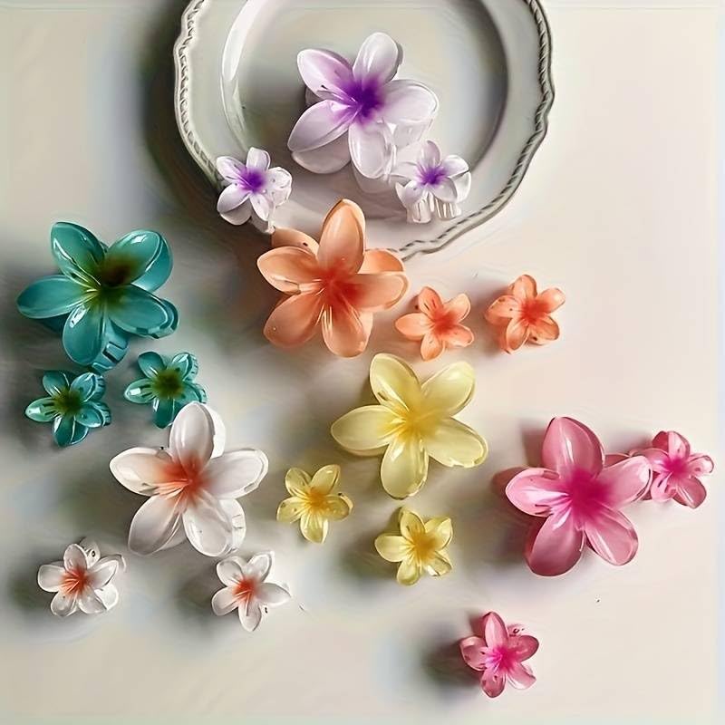 Image of Cerrito 3 Pcs Flower Hair Claw Clips Set, Gradient Lily Design, Strong Hold Hair, Stylish Accessories for Women, Girls, Cute Hair Grips, Perfect for Daily Use, Travel, Party, Gifting, Multicolor