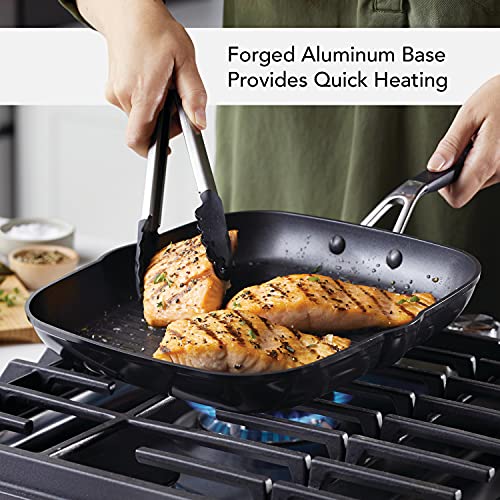 KitchenAid Panela/Chapa quadrada antiaderente anodizada rígida com bicos de despejamento, 28 cm, ôni