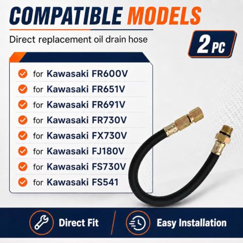 Image of 510440902 Oil Drain Hose 51044-0902 for Kawasaki FR /FH /FS /FJ 2-Pack | Fits Kawasaki FR730V FR691V FR651V FR600V FH721V FS /FJ series; also Toro MX5060 FX730V & Kubota Z412 Z122R. flex drain hose