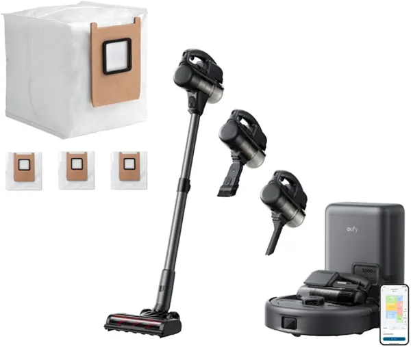 eufy Robot Vacuum 3-in-1 E20, with Versatile Stick and Handheld Vacuum Cleaner Combo,Self Emptying Up to 75 Days, Max 30,000Pa, Smart Obstacle Avoidance + Official Official 3X Dust Bags