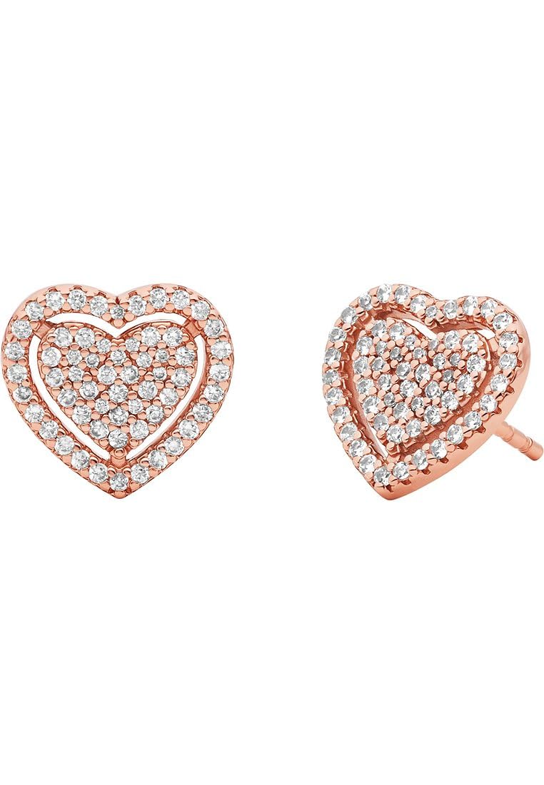 Michael Kors Orecchini da donna in metallo dorato rosa con pietre semi-preziose e chiusura a perno