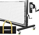 Pro Pickleball Net with Wheels, Hand Crank Tension...