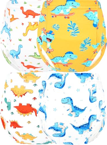 BliBliTaTa Boys Training Underwear Pants 4 Pack Toilet Potty Underpants Cotton Absorbent Padded Reusable Leak Resistant Feel Wet For Toddler Baby 2t 3t Dinosaur