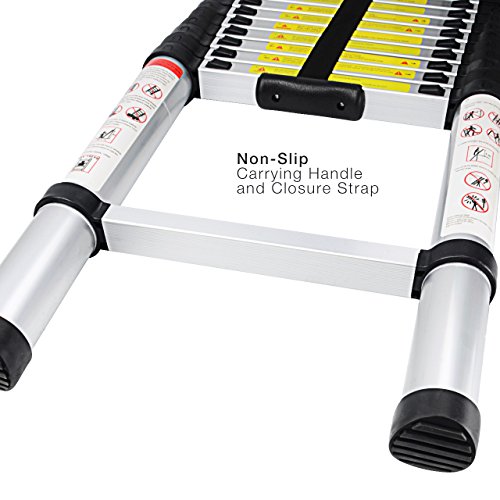 GreenWise 10.5 Ft Portable Aluminum Telescoping Extension Ladder, EN131 Standard, 330lbs Capacity