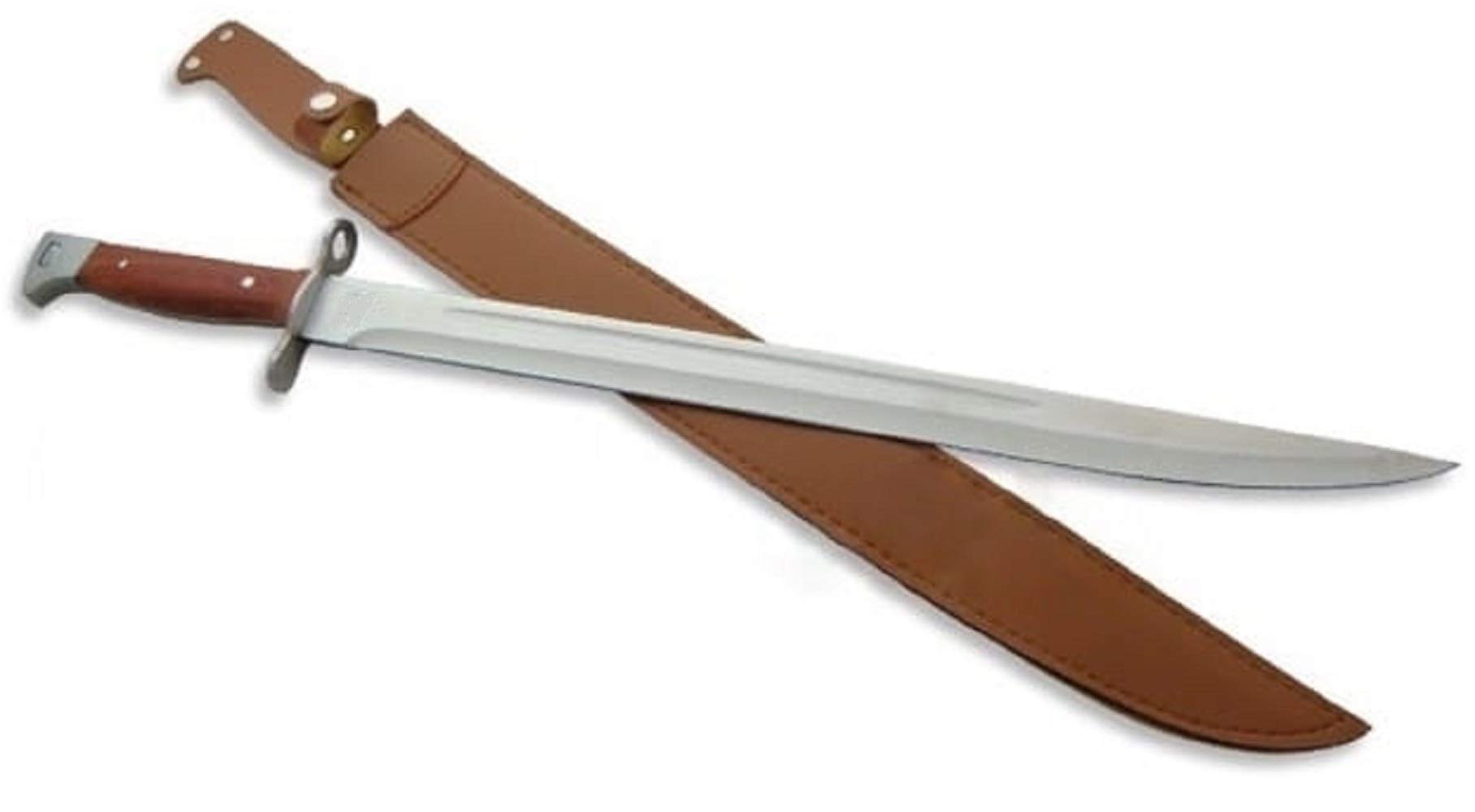 KS-11 XXL Machete Bajonett Full Tang Klinge, länge 510 mm mit Kunstleder-Holster, Militär Messer Seitengewehr Jagdmesser braun Silber