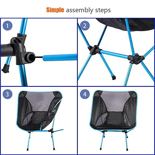 Camping Chairs, Set of 2, Foldable Ultralight Folding Chair up to 150 kg, Camping Chair with Carrying Bag and Bag for Outdoor, Beach, Hiking, Picnic, Fishing - Image 5