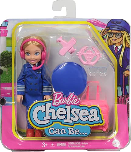 Barbie Chelsea Can Be Playset con muñeca piloto rubia 15 cm miniatura 6
