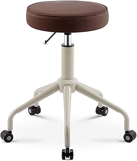 Stool on Wheels Heavy Duty Hair Salon Rotating Work Stool, Round Seat Leather Hydraulic Height Adjustable Rolling Swivel Stools with Wheels, for Massage Office Medical Tattoo Chair Stool Yearn for