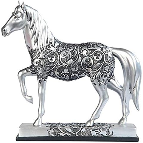 George S. Chen Imports SS-G-11678 Silver Toned Engraved Horse Trotting Statue, 7.25" Cover