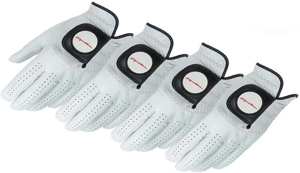 Signature Golf Gloves Premium Cabretta Leather, Medium (4 Count) Left Hand Glove for The Right Handed Golfer. White Color