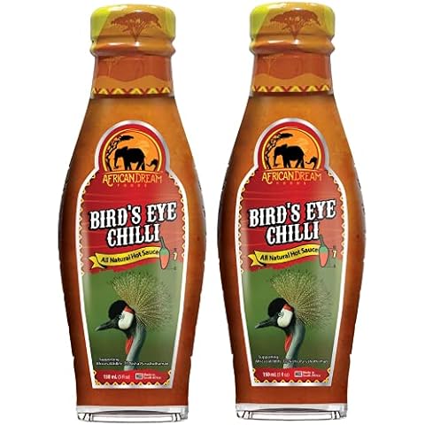 Bird's Eye Chilli Hot Sauce by African Dream Foods | Bold & Fiery Flavor Spicy Sauce | Vegan, Non-GMO | Glass Bottle, 5 fl oz | 2-Pack Cover