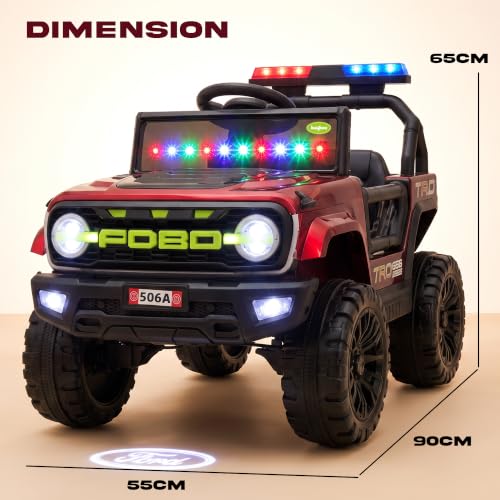 Image of Baybee Copster Electric Jeep for Kids | Battery Operated Ride-on with Lights, Music and Swing Mode | Ride on Toy Electric Car with Parental Control | Rechargeable Kid Car to Drive 3 to 8 Years(Red)
