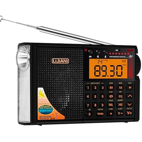 V3.3 VER Shortwave Radio AIR/VHF/AM/FM/SW/Weather Bands Transistor with Bluetooth/TF Card/Flashlight,Key Backlight, Digital Record, Alarm Clock,Sleep Timer,Powered by AA & LI Battery,Type-C/ANT Jack Cover