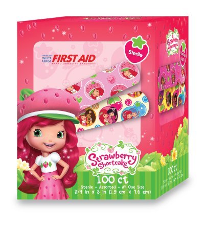 Derma Sciences 10851 Strawberry Shortcake Adhesive Bandage, Stat Strip, 3/4" Width, 3" Length, Pack of 1200