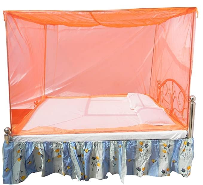 Oriley Mosquito Net Single Bed Soft Maharani Jali Canopy Bug Netting for Baby Adults Camping Screen House (Orange, 3.25 x 6.5 Feet)
