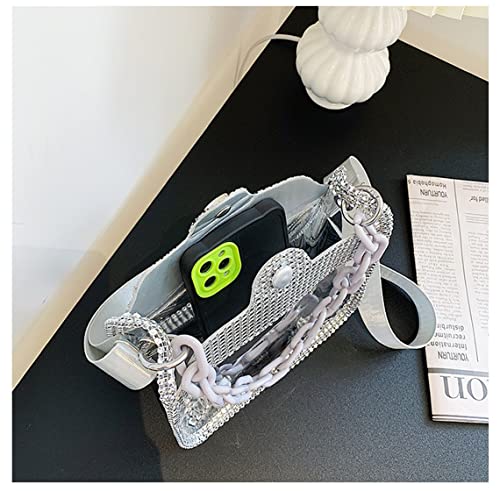 Image of Clear Evening Purses Mini Clutch Bags Women's Crossbody Rhinestone Handbags Shiny Shoulder Bag