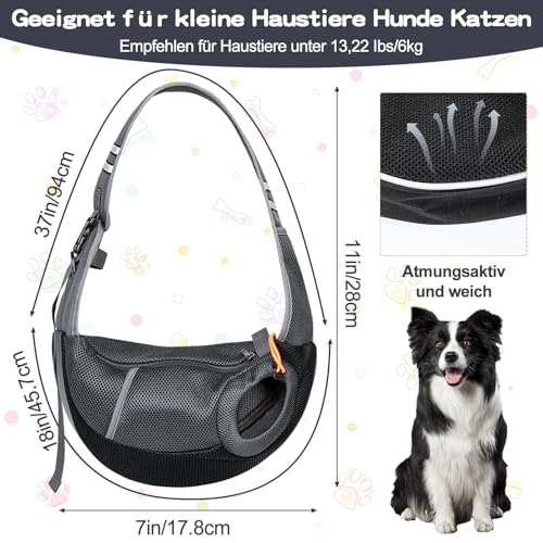 Tragtuch Klein Hund Tragetasche, Hundetragtuch Mit Verstellbarem Riemen, Hundetragetasche bis 5kg Hundetasche, Hundetragebeutel Mesh Hundetrage Outdoor Katzentrage Kleintiere Hundetragetuch Reise