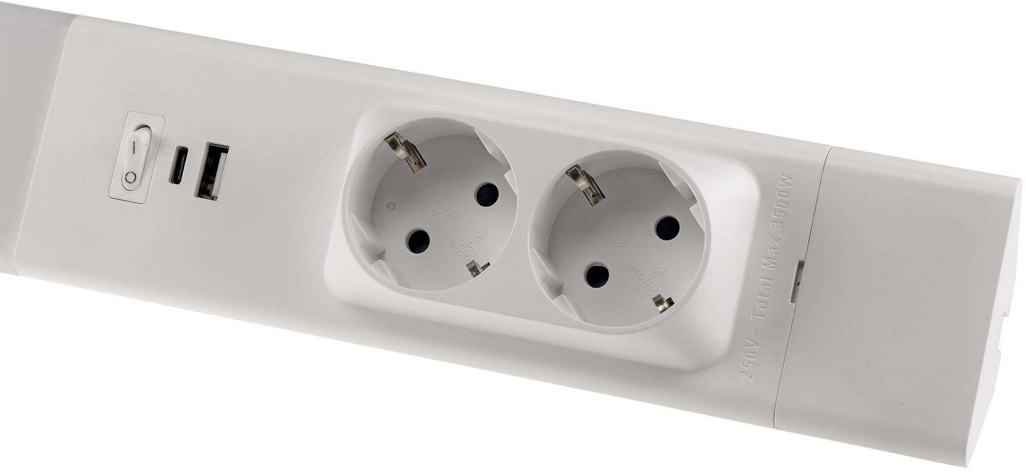 Réglette LED blanche 60 cm avec prises et USB-A/USB-C PD - Lampe de cuisine/barre lumineuse pour montage sous meuble et montage d'angle - Blanc neutre 4000 K, 1607 lm - Lampe de plan de travail pour