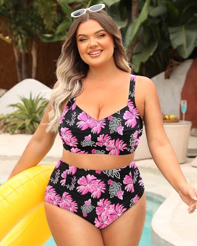 Image of Daci Women's Plus Size Bikini Sets - High Waisted Two-Piece Swimsuits with Tummy Control