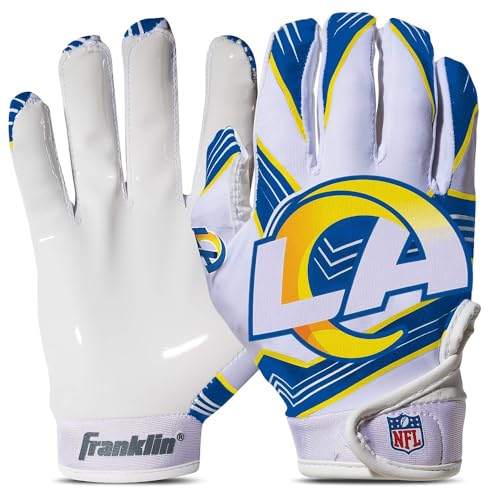 Image of Franklin Sports Youth NFL Football Receiver Gloves - Kids Football Gloves Pair - NFL Team Logos and Silicone Palm