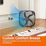 Amazon Basics 20-Inch Box Fan with Powerful Airflow, 3 Speeds, 5 Blades, Lightweight Design, 67 Watts, Black, 6.8 D x 20.86 W x 21.33 H in - Image 4