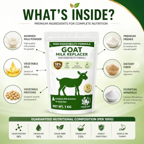 Image of Goat Milk Replacer Powder - 1kg | Milk replacer for Goat Kids and Sheeps | Vitamins and Minerals, Nutrient-Rich Formula - Bakra Feed
